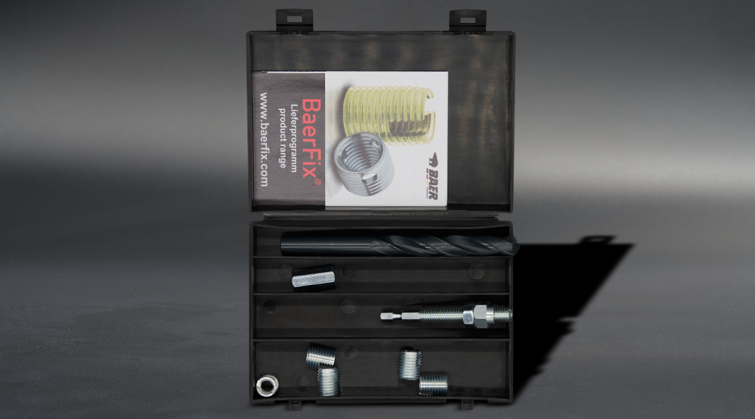 Thread repair kit "ECO" from BaerFix in opened plastic box
