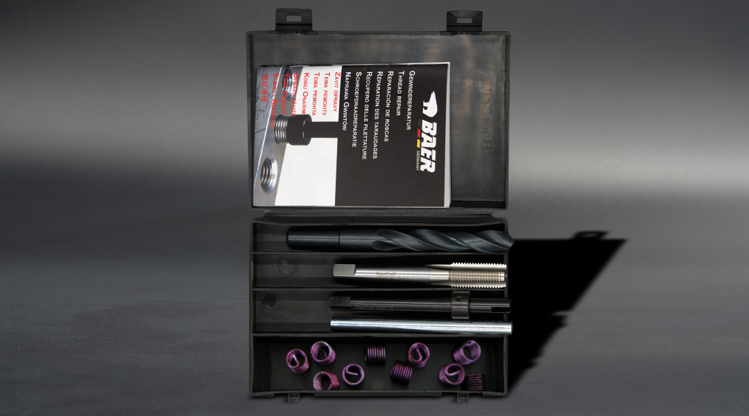 Thread repair kit "screw grip" from BaerCoil in plastic box