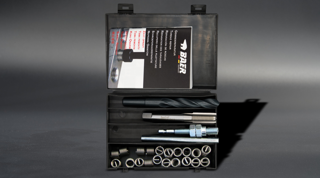 Professional thread repair kit from BaerCoil in plastic box