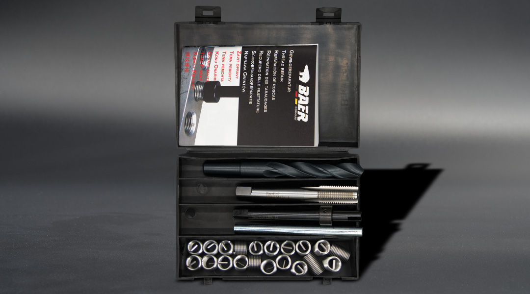 Thread repair set "MIX" with thread inserts in different lengths in plastic box